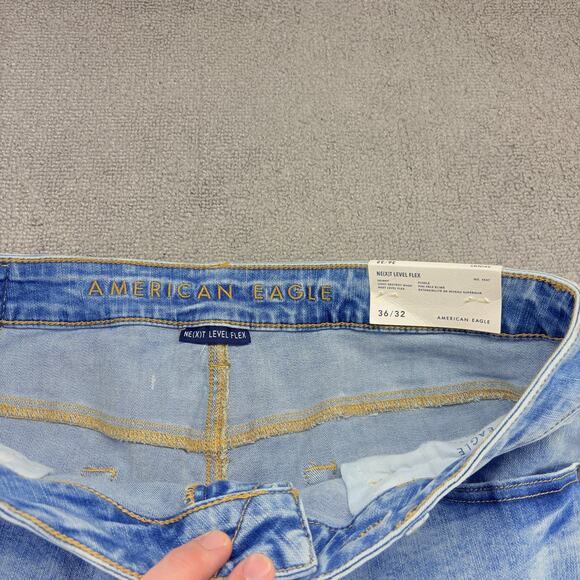 New American Eagle Jeans Men's 36x32 Stone Wash Stretch Skinny Thrashed Grunge - Picture 5 of 11